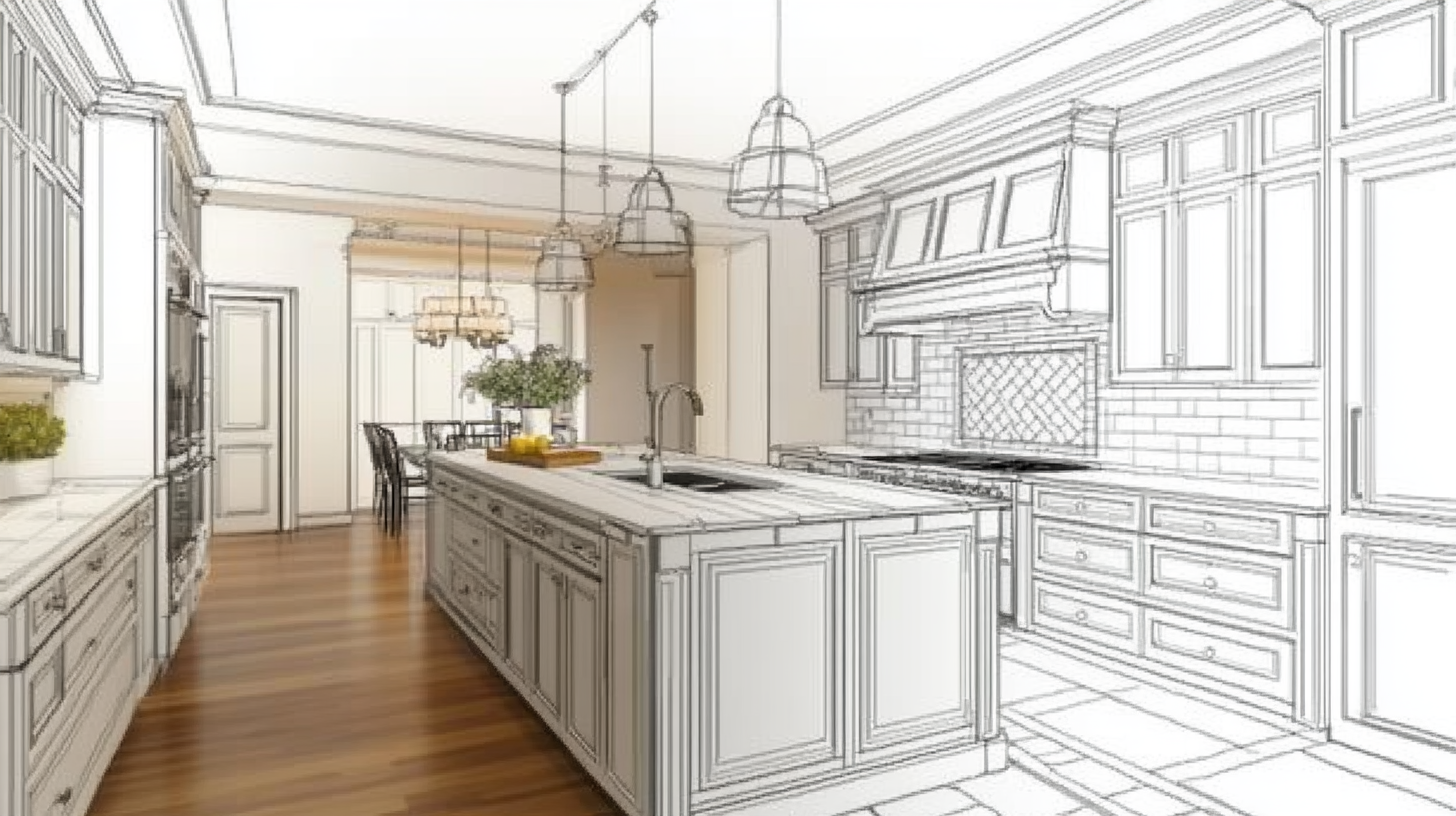 rendering of kitchen remodel