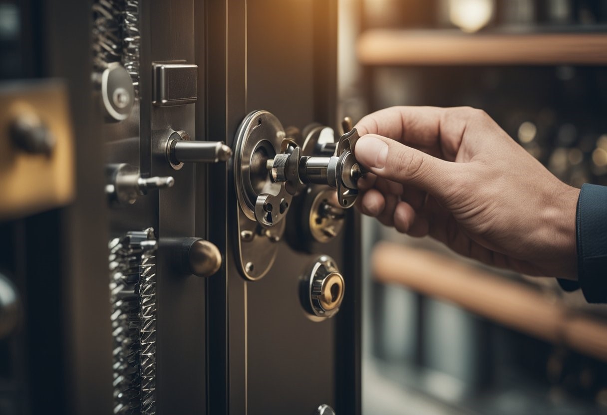 person securely locking a door