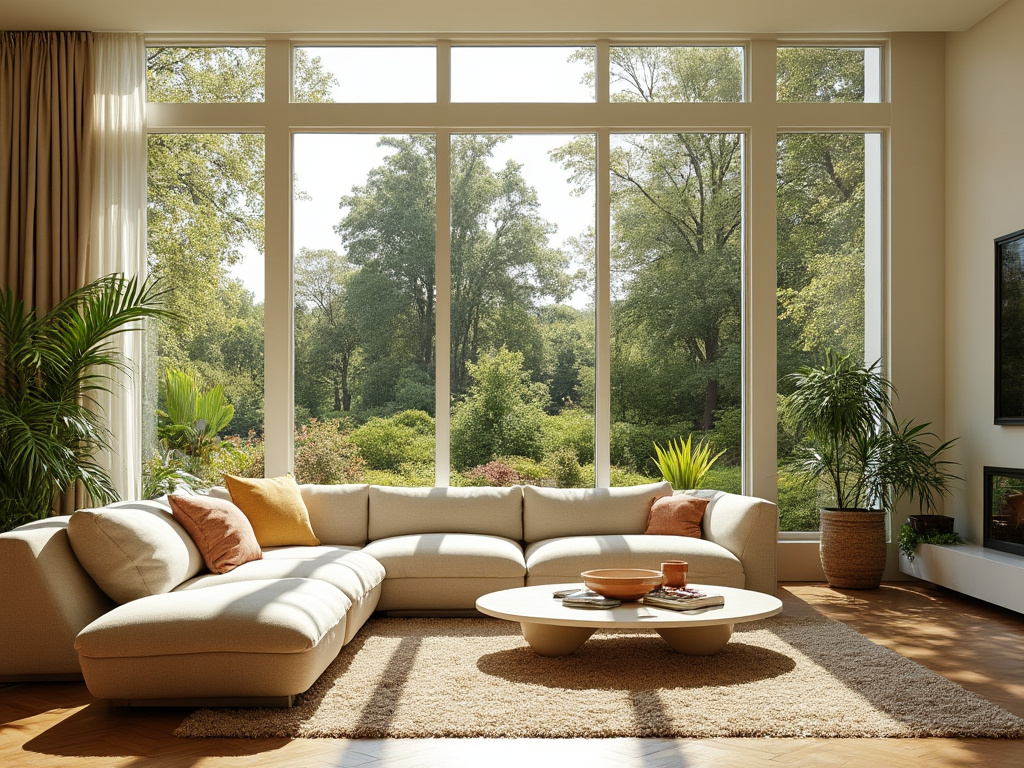 beautiful view from large windows in living room