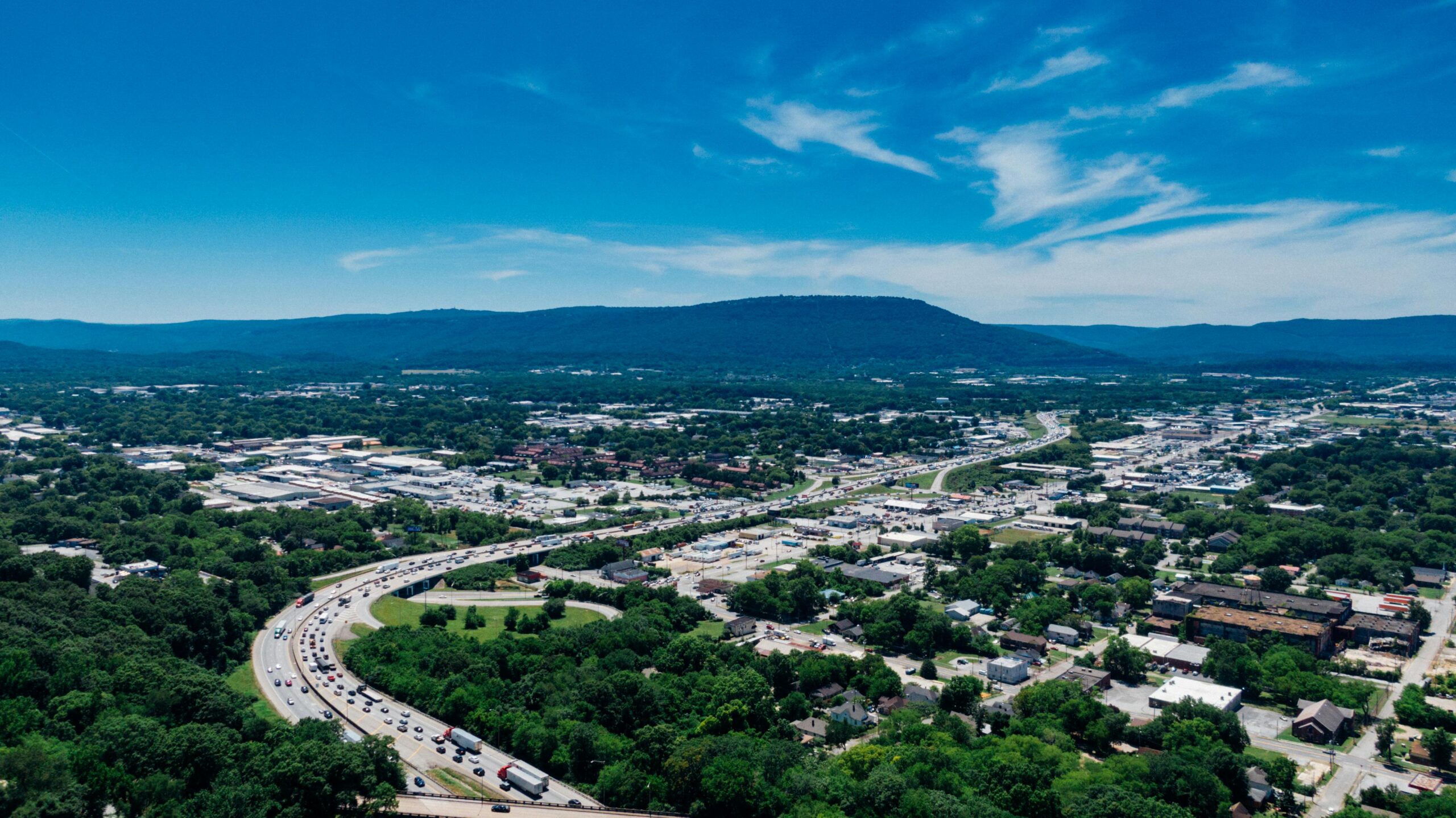 tennesseecity aerial shot of a city in tennessee