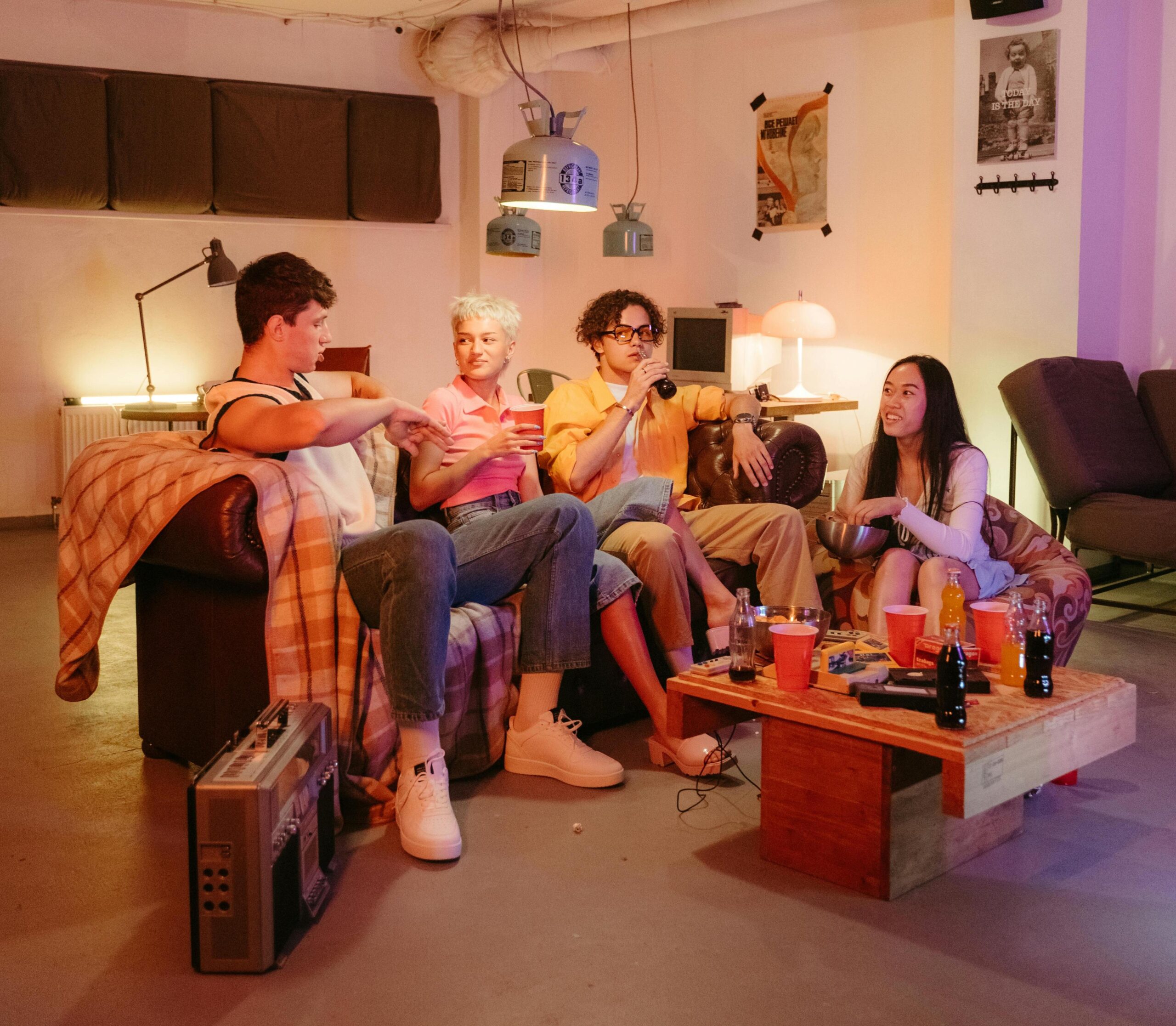 entertainment hub in basement