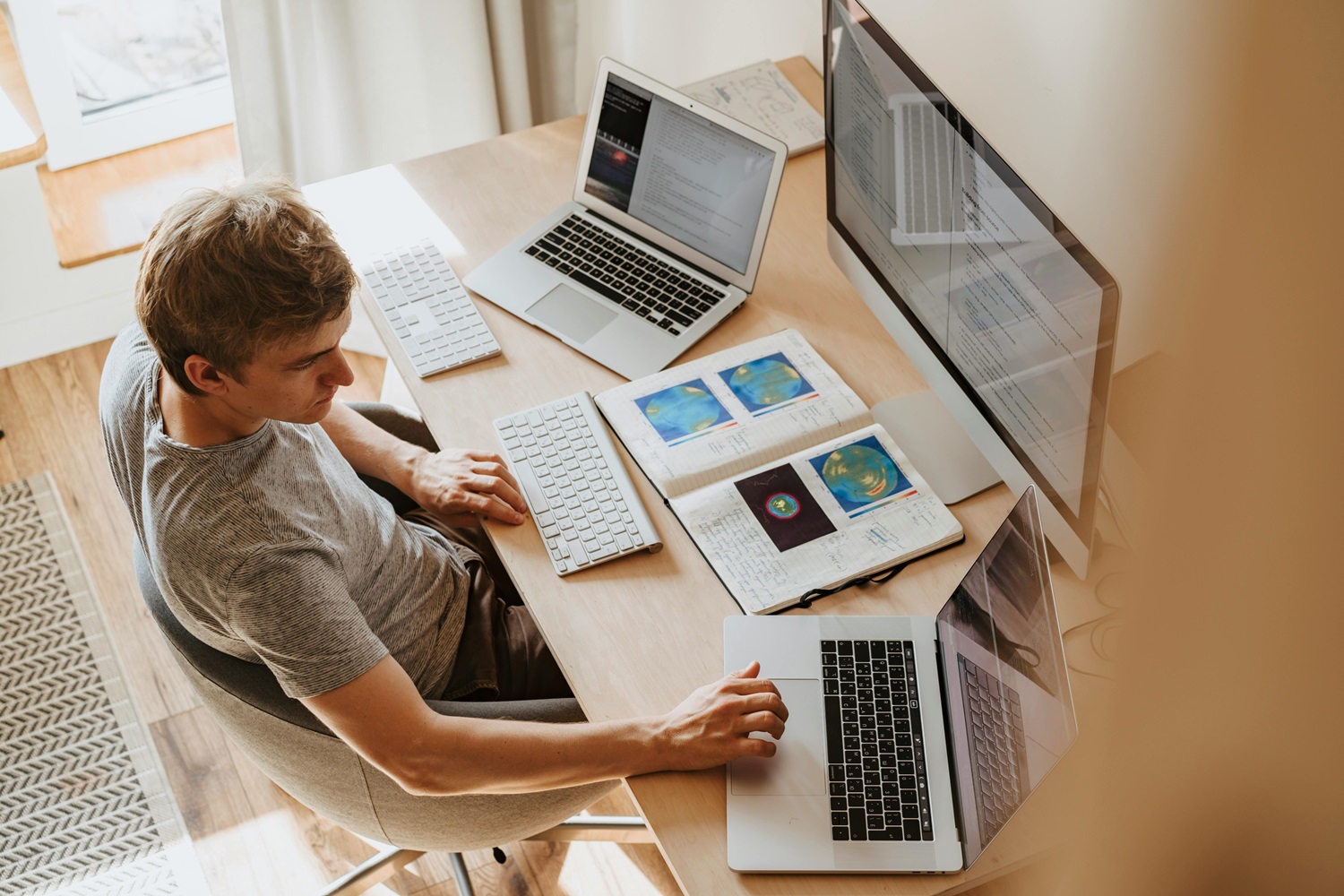 man working on computer